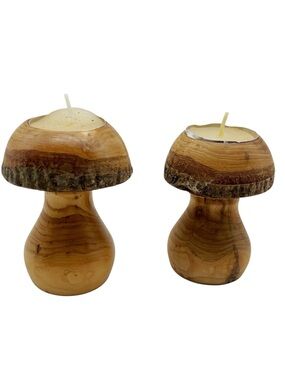 Vintage Mushroom Wooden Candleholder from Germany